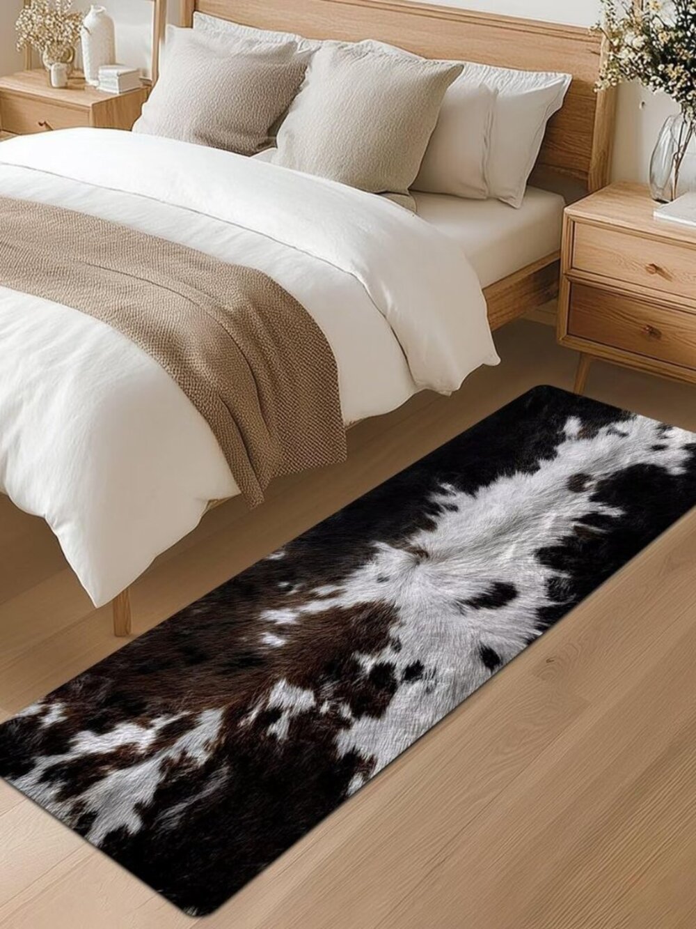 Cowhide Runner Rug 2x6 Throw Rug Cow Print Area Rug Rustic Washable Long Hallway - Picture 4 of 8